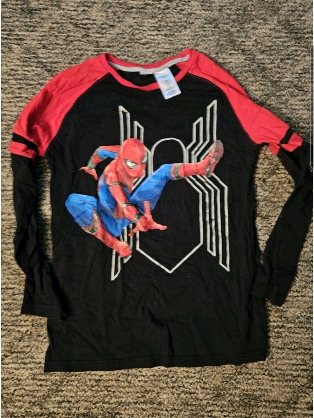 Spider-man Boys Large 14 XL Long Sleeve T-shirt Marvel Black Red Spiderman EUC